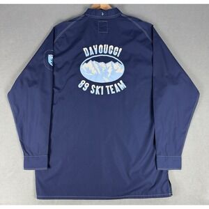 Davoucci Shirt Mens‎ Large Blue Frontier 89 Ski Team Embroidered Logo Patch